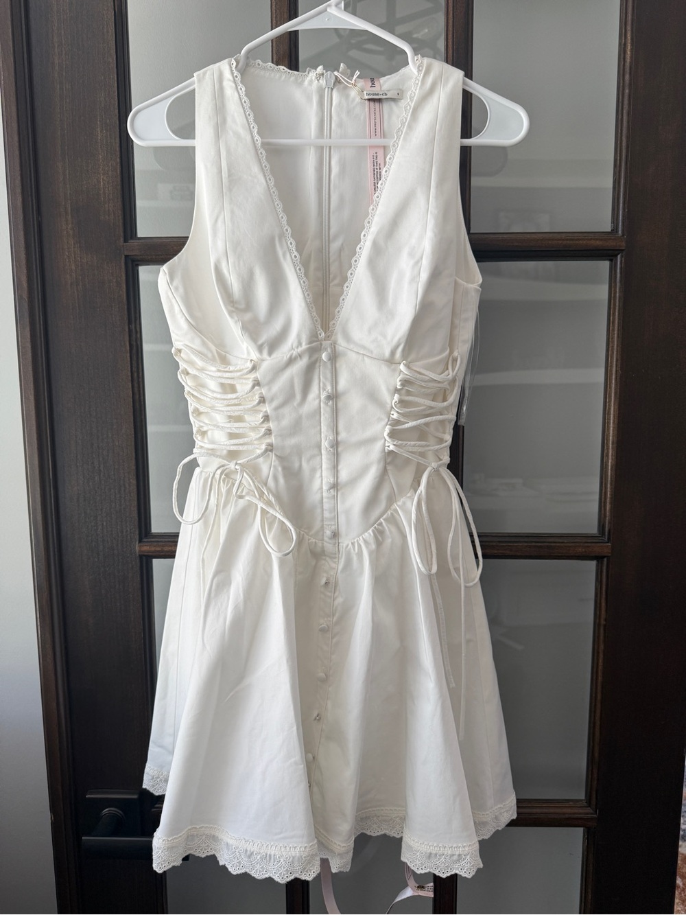 House of CB Rosalina White Lace-Trim Corset Mini Dress - Picture 6 of 12